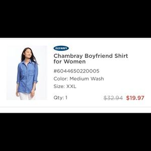 Old Navy Chmbray Boyfriend Shirt for Women